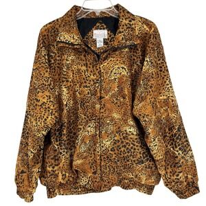 Vintage Leopard Print Lightweight Zip Jacket 90s Safari Grunge Streetwear M